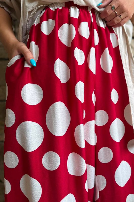 Basso Big Dot Balloon Cuff Pant Sangria & White